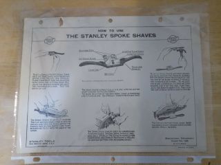 Vintage Stanley Tool: " How To Use The Stanley Spoke Shaves " Chart 1935