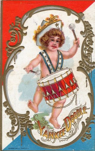 Patriotic Drummer Boy Copyright 1910 Old Postcard 5/11 38 Fix