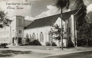 Vintage Rppc First Baptist Church Alice Texas Real Photo Postcard