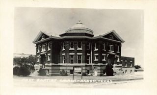 Vintage Rppc First Baptist Church Anson Texas Real Photo Postcard