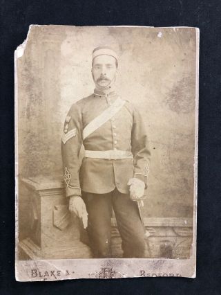 Victorian Photo: Cabinet Card: Military Officer Sword: Blake & Edgar: Bedford