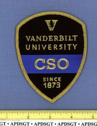 Vanderbilt University Cso Tennessee School Campus Police Patch Gold Mylar