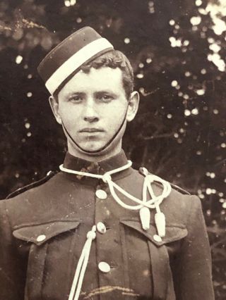 Victorian Photo Cabinet Card: Military Young Man Uniform Whip Bellinger Paignton 3