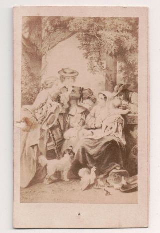 Vintage Cdv Album Filler French Ladies In The Country