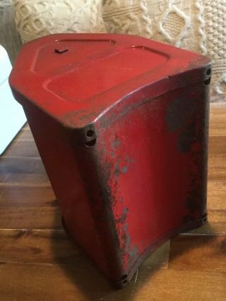 Vintage Rusty Metal Industrial Tool Box Caddy Tote Small Red Handled 7