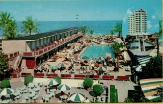 1961 Air Aerial Pool Multi - View Delano Miami Beach Fl Postcard D31