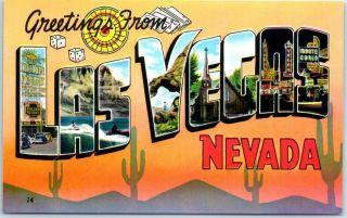 Las Vegas Nevada Large Letter Postcard Colourpicture Chrome C1950s