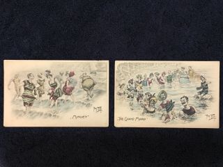 2 Rare Vintage Germany Souvenir Dancing Post Cards: Minuet & The Grand March