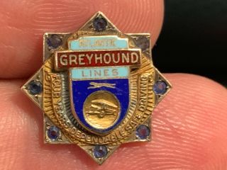 Atalanta Greyhound Lines 10k Gold 8 Gem Gorgeous 4 Years Of Service Award Pin.
