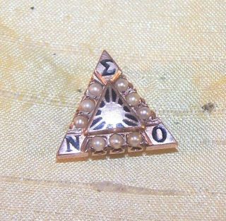 Vintage Nu Sigma Omicron Fraternity / Sorority 10k Gold Pin / Badge 1926 Old