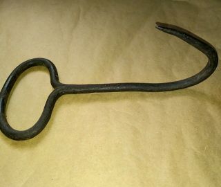 Vintage Antique Hay Bale Hook Meat Grapple Solid Iron Hand Made Farm Tool