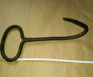 Vintage Antique Hay Bale Hook Meat Grapple Solid Iron Hand Made Farm Tool 3