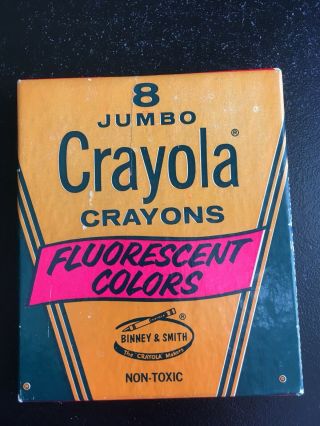 Vintage Jumbo Fluorescent Crayola Crayons Pack Of 8 Pre - Owned Black Label