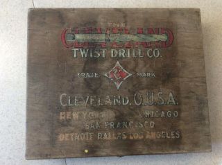 Vintage Antique Tool Box Cleveland Twist Drill Co.  Wood Old Bit Holder