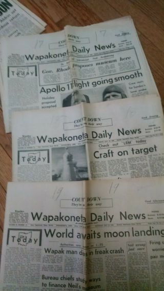 Wapakoneta,  Ohio newspapers with Neil Armstrong,  First man on the Moon,  articles 2
