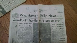 Wapakoneta,  Ohio newspapers with Neil Armstrong,  First man on the Moon,  articles 3