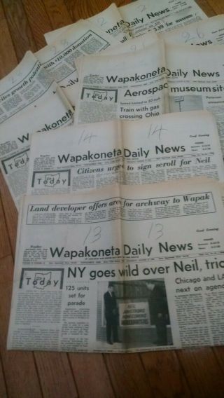 Wapakoneta,  Ohio newspapers with Neil Armstrong,  First man on the Moon,  articles 6