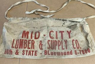 Vintage Nail Apron—mid - City Lumber & Supply Co.  Wi.  Old Phone.  Carpenter