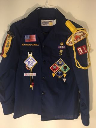 Boy Scouts Of America Youth Official Navy Shirt With Patches