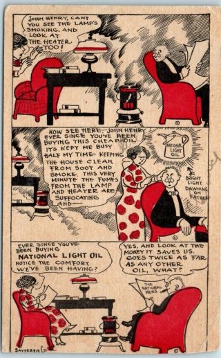 1910sspring Grove Mn Comic / Advertising Postcard National Light Oil Co Trimmed