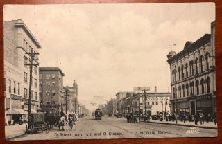 O Street From 10th And O Streets Lincoln Nebr Nebraska Litho Haley Drug Co 1909