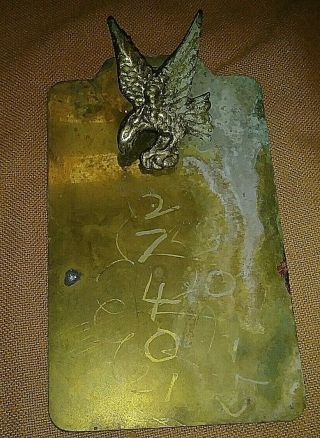Vintage Solid Brass Small 8 " X 5 " Clipboard W/ Majestic Eagle Clip Board