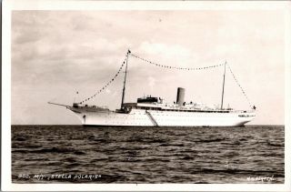 Stella Polaris Postcard Rppc Clipper Line Completed In 1927 Aka Royal Yacht C307
