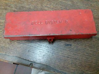Vintage Bell System D Antique Metal Tool Box W/screw Drivers Handle And Tips