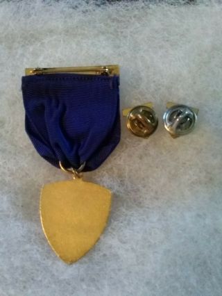 Vintage Boy Scout God and Country medal and two lapel pins 2