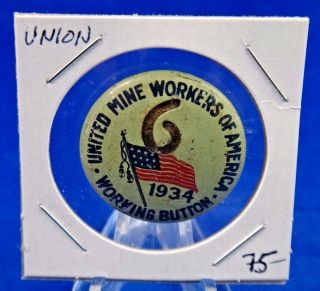 1934 United Mine Workers Of America 6 Union Pin Pinback Button 1 1/8 "