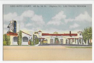 Las Vegas Nv Nevada Lido Auto Court 405 So.  5th St.  Linen Vintage Postcard