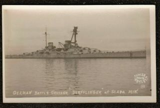 1918 Orkney German Battleship Derfflinger Scapa Flow Real Photo Postcard Navy