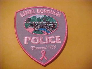 Lititz Borough Pennsylvania Pink Cancer Police Patch Shoulder Size