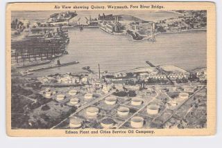 Ppc Postcard Illinois Quincy,  Weymouth,  Fore River Bridge Birds Eye View Edison