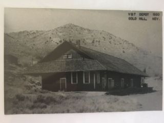 Gold Hill Nevada V&t Rr Station Railroad Depot B&w Real Photo Postcard Rppc