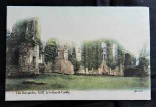 KENILWORTH CASTLE UK 2 ANTIQUE POSTCARDS c1919 BANQUET HALL and VIEW FROM WEST 2
