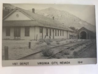 Virginia City Nevada V&t Rr Station Railroad Depot B&w Real Photo Postcard Rppc