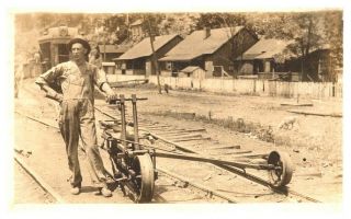 W.  Va Railroad Worker By Tracks W/machine Stafford C1907 - 15 Rppc Real Photo A1h
