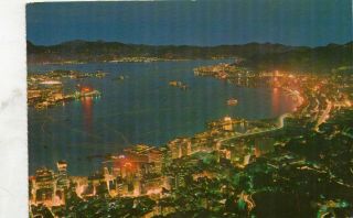 Night View Hong Kong Continental Size Chrome - Postally 1966