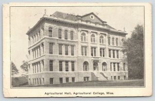 Starkville University Of Mississippi Agricultural College Main Ag Hall 1910 B&w