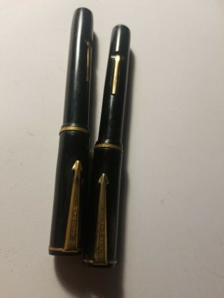 2 Vintage Penman Flat Top Black Fountain Pen Please Read Parts