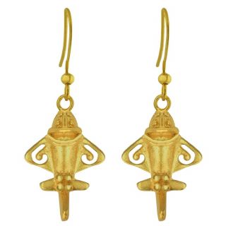 Across The Puddle 24k Gp Ancient Aliens Golden Jet - 3 French Wire Earrings (xs)