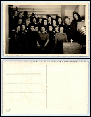 Early Postcard - Large Group Of Ladies Posing With Military Man Rppc L24