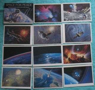16 Cosmic Card Russian Space Ship Station Star Rocket Start Sputnik Art Leonov