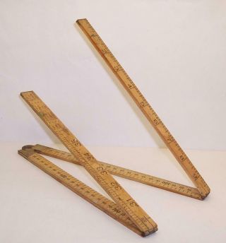Vintage Rabone Chesterman Wooden Folding Rule No.  1162 - 1 Yard/1 Metre