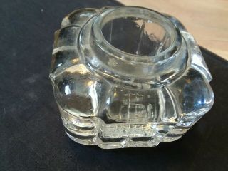 Vintage Antique Heavy Glass Crystal Inkwell Ink Pot 2 1/4 " Square 1 3/4” Tall