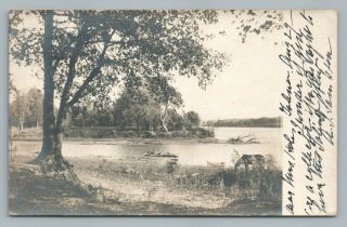 Mississippi River Scene Galena Illinois Rppc Antique Photo Postcard 1908