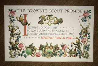 (7) Vintage Girl Scout Postcards - 1948 The Brownie Scout Promise