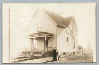 House & Woman Belvidere Illinois Rppc Antique Photo Postcard 1908