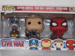 Pop Marvel Captain America / Spider - Man / Hawkeye / Iron Man Civil War 4 Pack